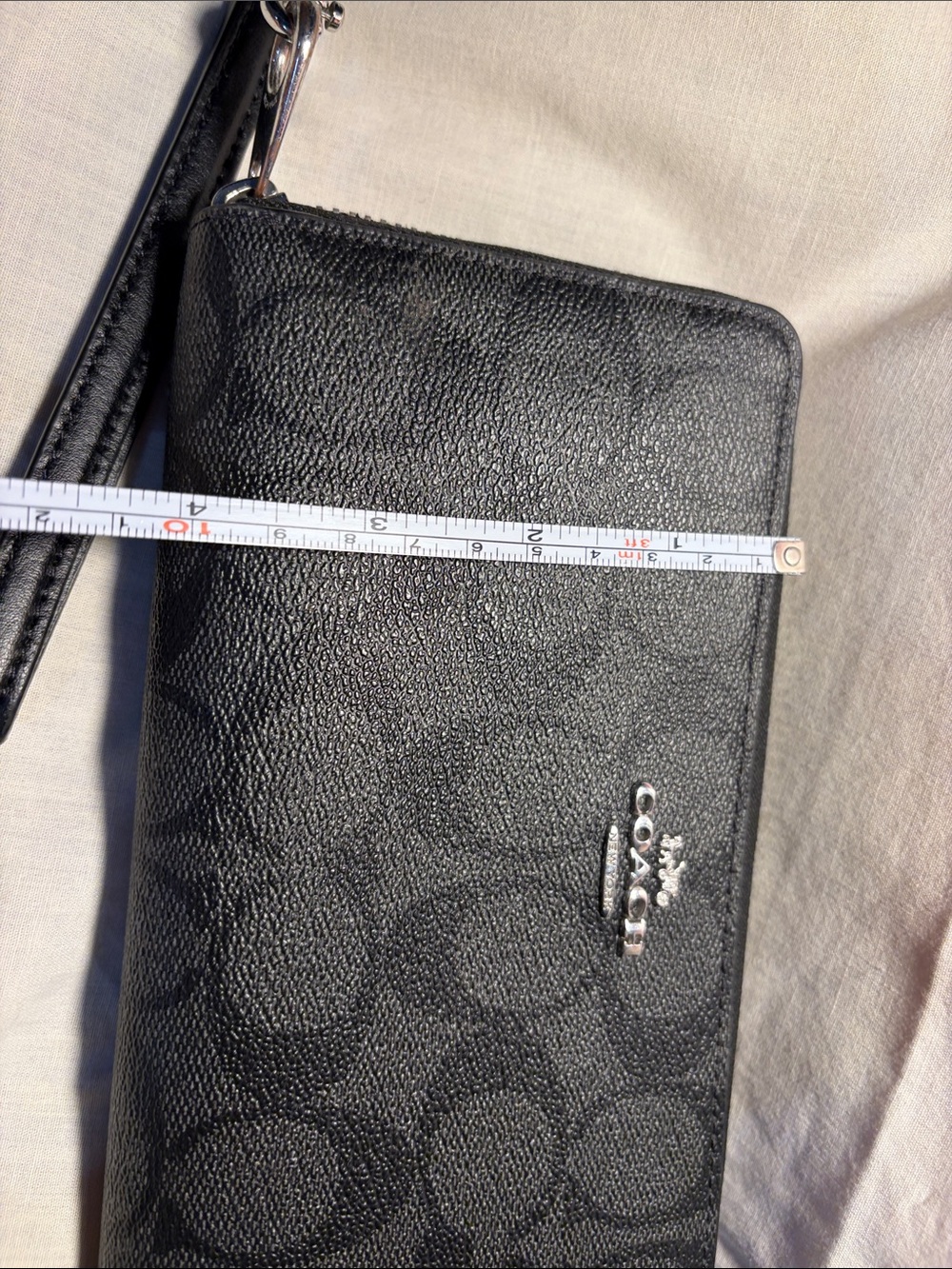 Coach Black Signature Zip-Around Wallet with Silver Hardware - Picture 12 of 12